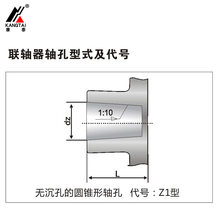 聯(lián)軸器無沉孔的圓錐形軸孔 代號(hào)Z1型